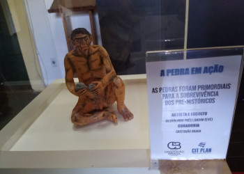 Exposição traz homem pré-histórico em argila para Casa da Cultura